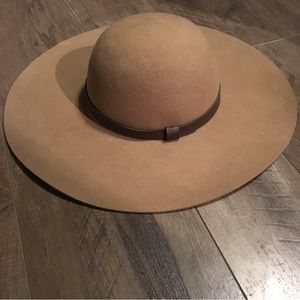 Brown Felt Wide Brim Floppy Hat